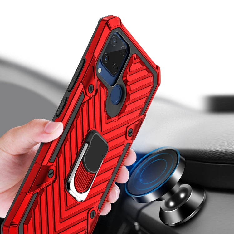 For OPPO Realme C15 Cool Armor PC + TPU Shockproof Case with 360 Degree Rotation Ring Holder