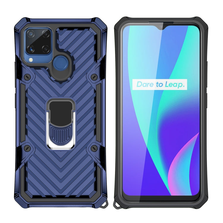 For OPPO Realme C15 Cool Armor PC + TPU Shockproof Case with 360 Degree Rotation Ring Holder