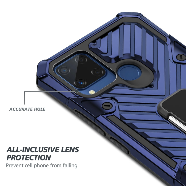 For OPPO Realme C15 Cool Armor PC + TPU Shockproof Case with 360 Degree Rotation Ring Holder