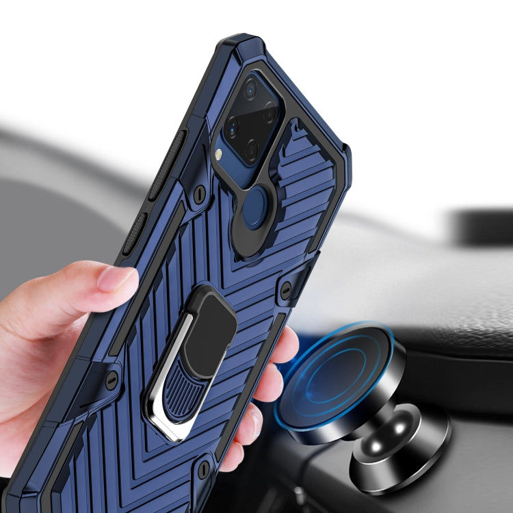 For OPPO Realme C15 Cool Armor PC + TPU Shockproof Case with 360 Degree Rotation Ring Holder