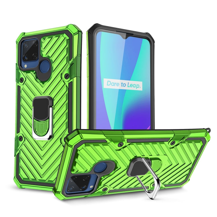 For OPPO Realme C15 Cool Armor PC + TPU Shockproof Case with 360 Degree Rotation Ring Holder