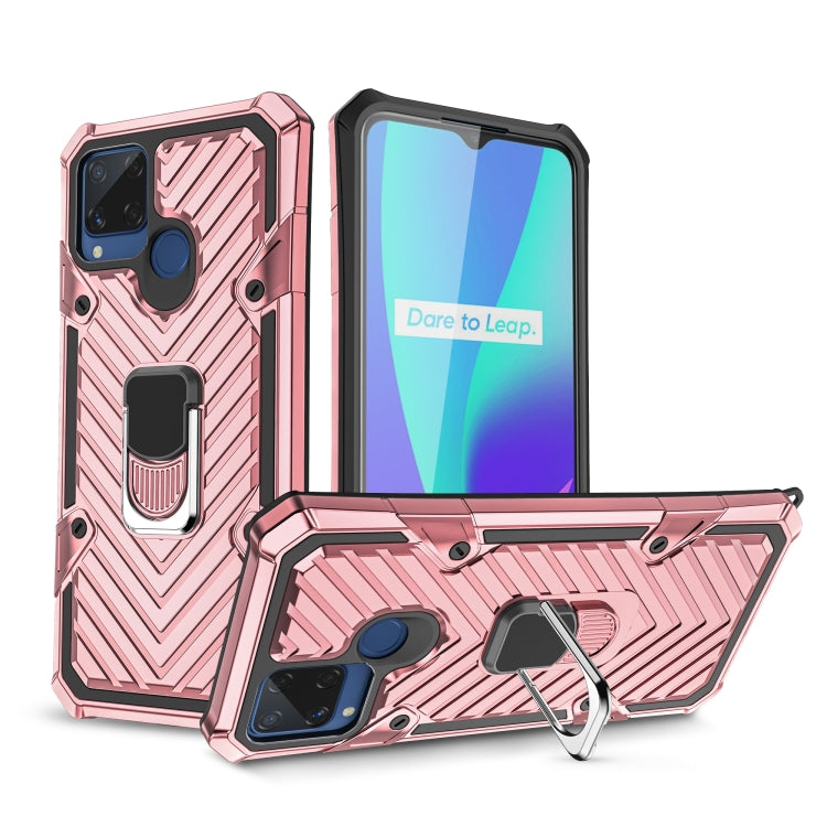 For OPPO Realme C15 Cool Armor PC + TPU Shockproof Case with 360 Degree Rotation Ring Holder