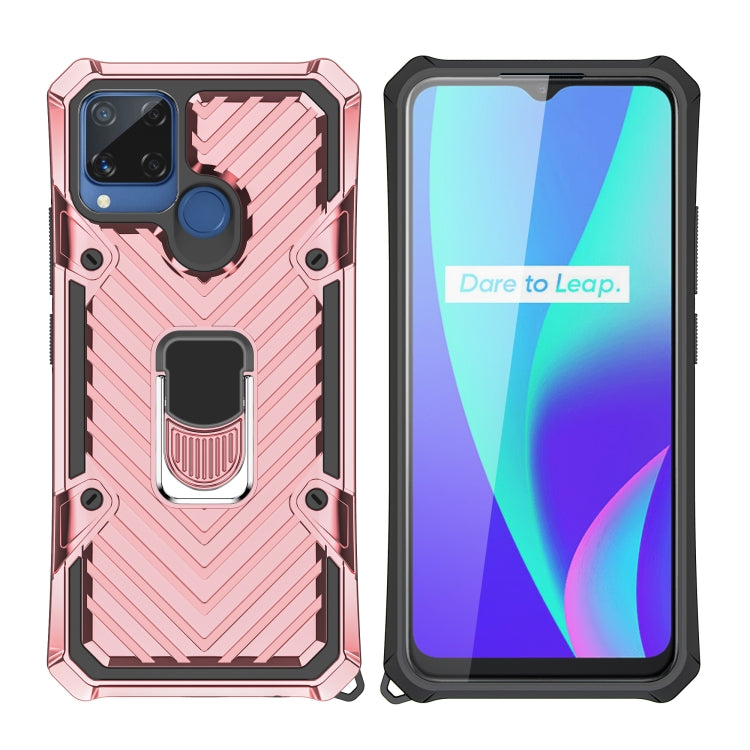 For OPPO Realme C15 Cool Armor PC + TPU Shockproof Case with 360 Degree Rotation Ring Holder