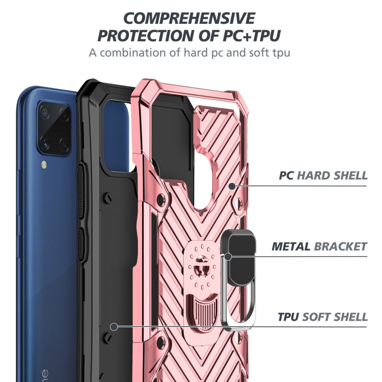For OPPO Realme C15 Cool Armor PC + TPU Shockproof Case with 360 Degree Rotation Ring Holder