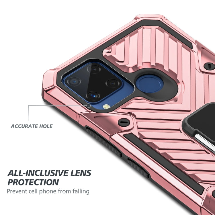 For OPPO Realme C15 Cool Armor PC + TPU Shockproof Case with 360 Degree Rotation Ring Holder