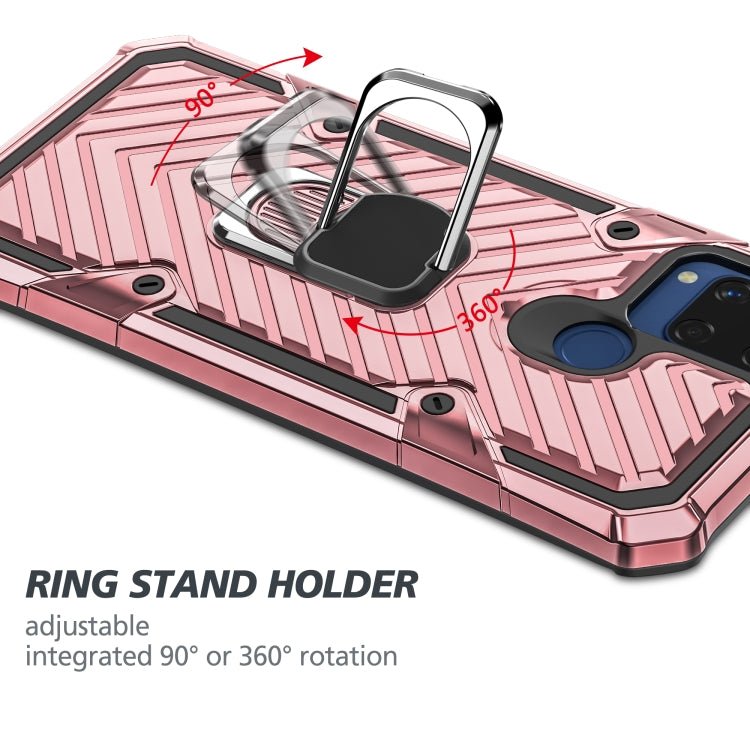 For OPPO Realme C15 Cool Armor PC + TPU Shockproof Case with 360 Degree Rotation Ring Holder