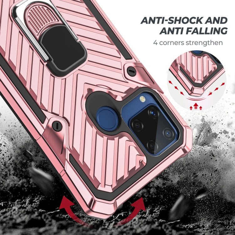 For OPPO Realme C15 Cool Armor PC + TPU Shockproof Case with 360 Degree Rotation Ring Holder