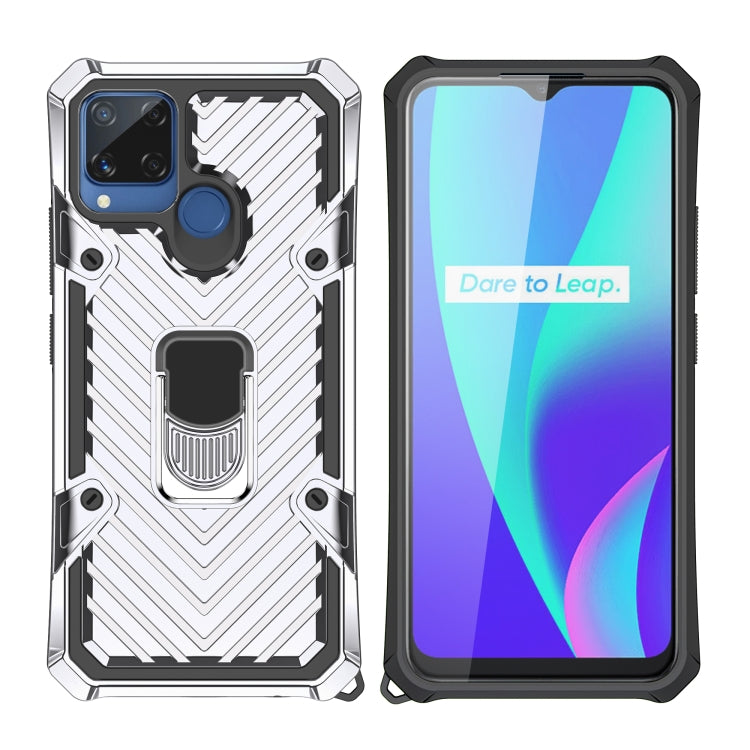 For OPPO Realme C15 Cool Armor PC + TPU Shockproof Case with 360 Degree Rotation Ring Holder
