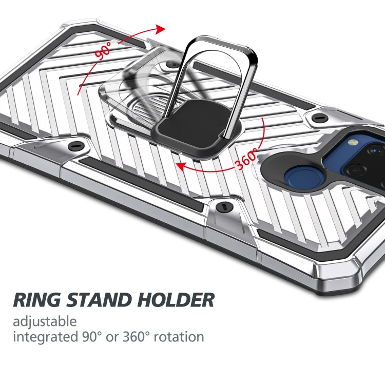 For OPPO Realme C15 Cool Armor PC + TPU Shockproof Case with 360 Degree Rotation Ring Holder