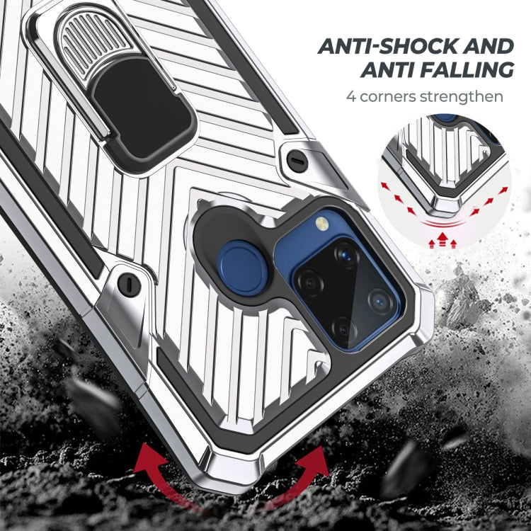 For OPPO Realme C15 Cool Armor PC + TPU Shockproof Case with 360 Degree Rotation Ring Holder