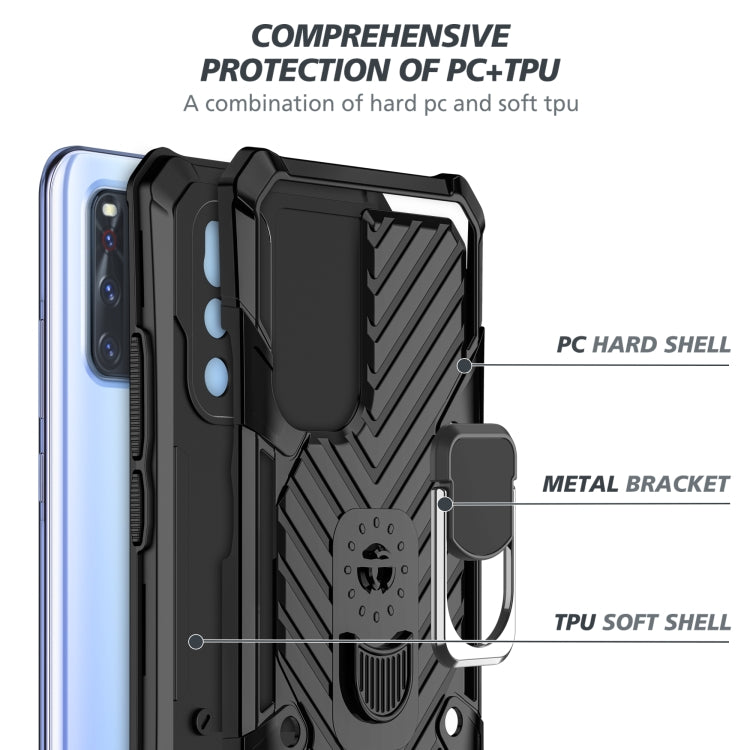 For Vivo V19 Cool Armor PC + TPU Shockproof Case with 360 Degree Rotation Ring Holder