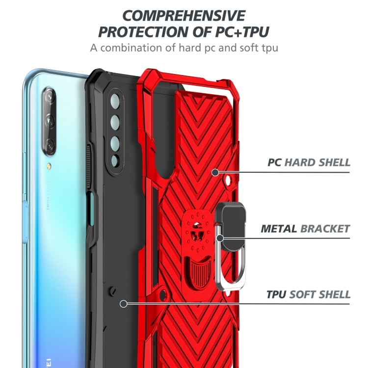 For Huawei Y9s Cool Armor PC + TPU Shockproof Case with 360 Degree Rotation Ring Holder