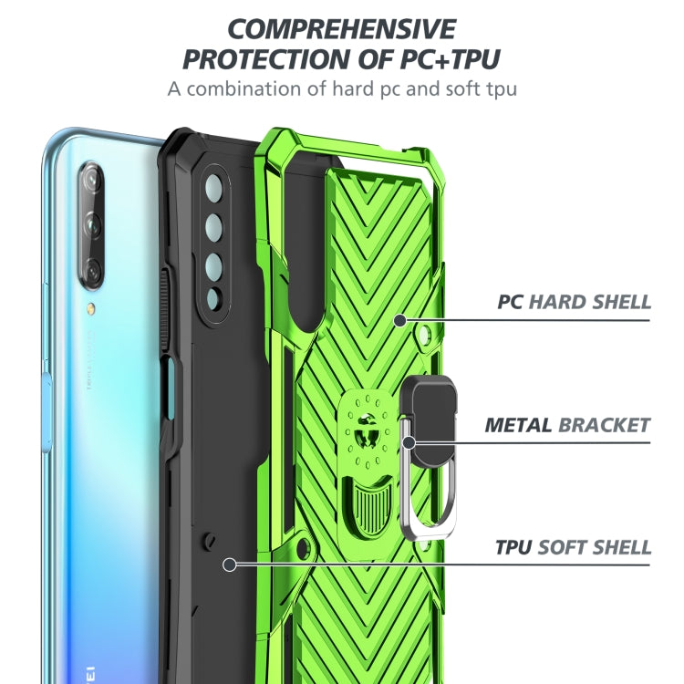For Huawei Y9s Cool Armor PC + TPU Shockproof Case with 360 Degree Rotation Ring Holder