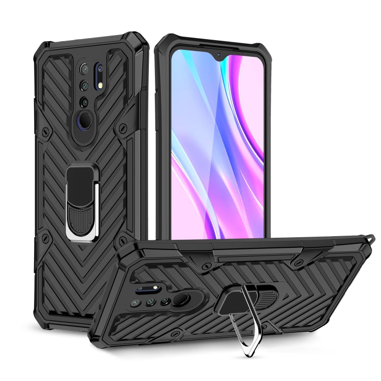 For Xiaomi Redmi 9 Cool Armor PC + TPU Shockproof Case with 360 Degree Rotation Ring Holder
