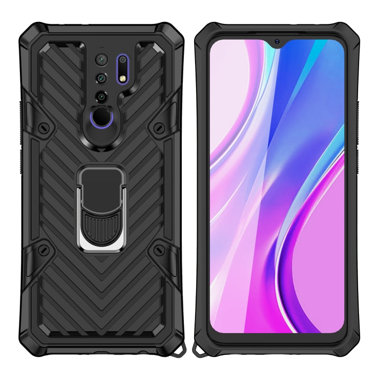 For Xiaomi Redmi 9 Cool Armor PC + TPU Shockproof Case with 360 Degree Rotation Ring Holder