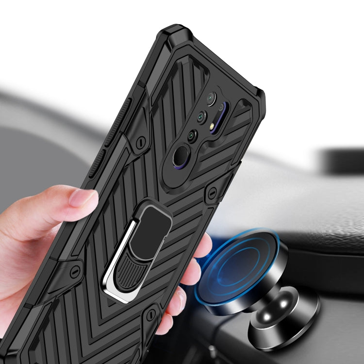 For Xiaomi Redmi 9 Cool Armor PC + TPU Shockproof Case with 360 Degree Rotation Ring Holder