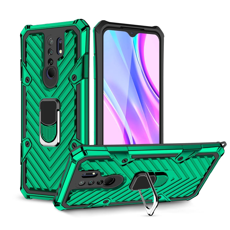 For Xiaomi Redmi 9 Cool Armor PC + TPU Shockproof Case with 360 Degree Rotation Ring Holder