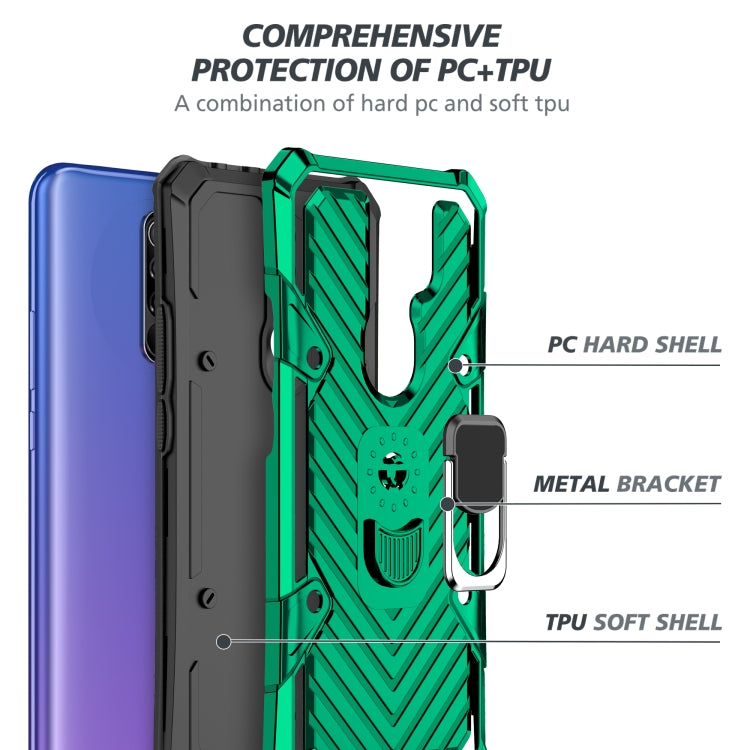For Xiaomi Redmi 9 Cool Armor PC + TPU Shockproof Case with 360 Degree Rotation Ring Holder