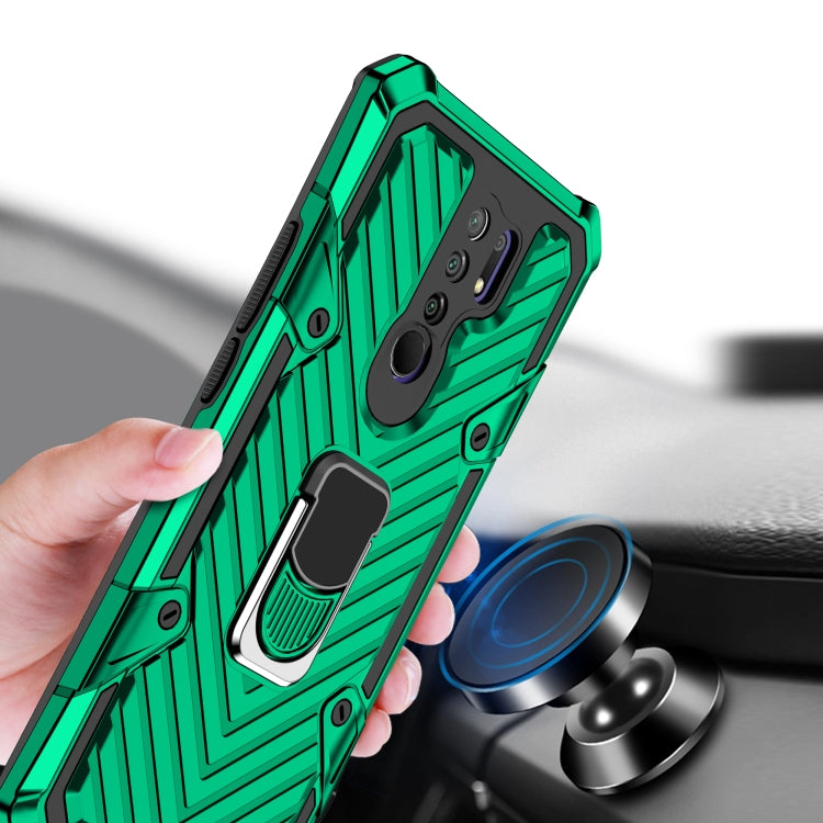 For Xiaomi Redmi 9 Cool Armor PC + TPU Shockproof Case with 360 Degree Rotation Ring Holder