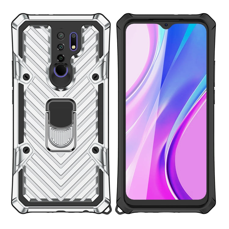 For Xiaomi Redmi 9 Cool Armor PC + TPU Shockproof Case with 360 Degree Rotation Ring Holder