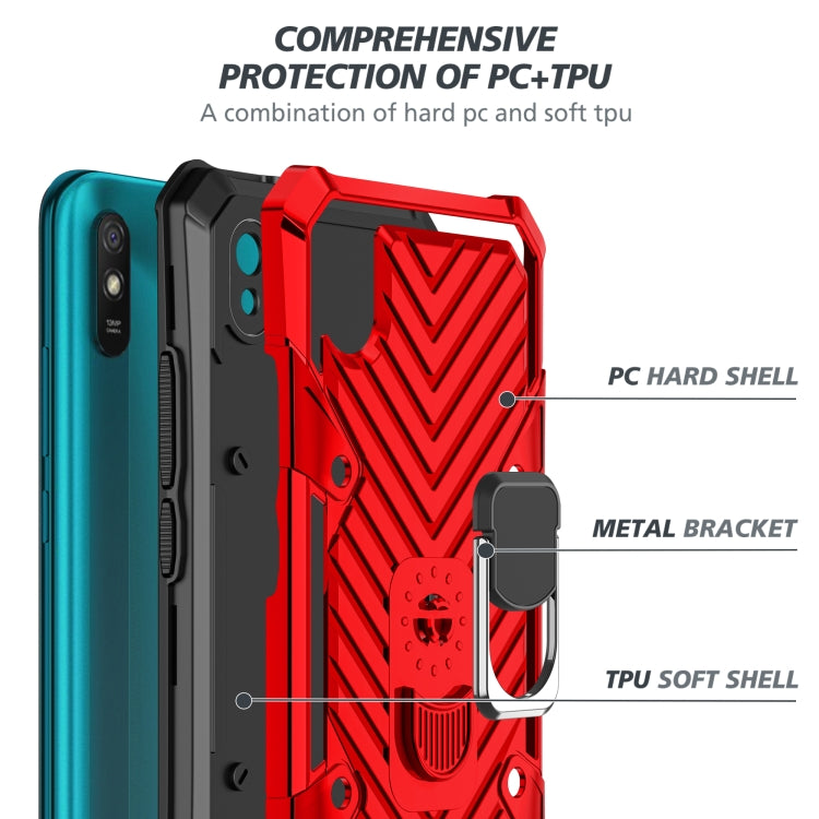For Xiaomi Redmi 9A Cool Armor PC + TPU Shockproof Case with 360 Degree Rotation Ring Holder
