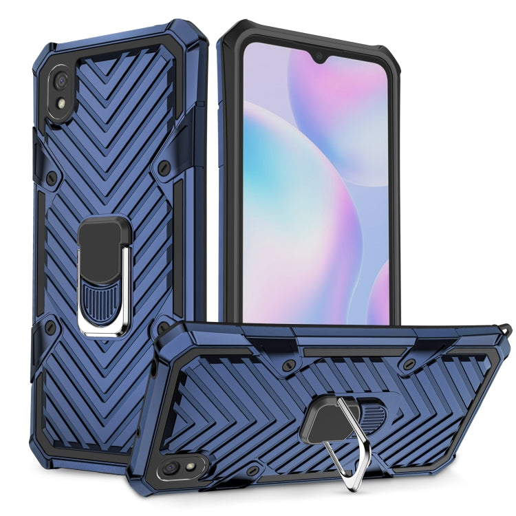 For Xiaomi Redmi 9A Cool Armor PC + TPU Shockproof Case with 360 Degree Rotation Ring Holder