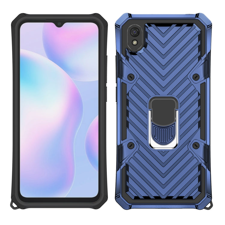For Xiaomi Redmi 9A Cool Armor PC + TPU Shockproof Case with 360 Degree Rotation Ring Holder
