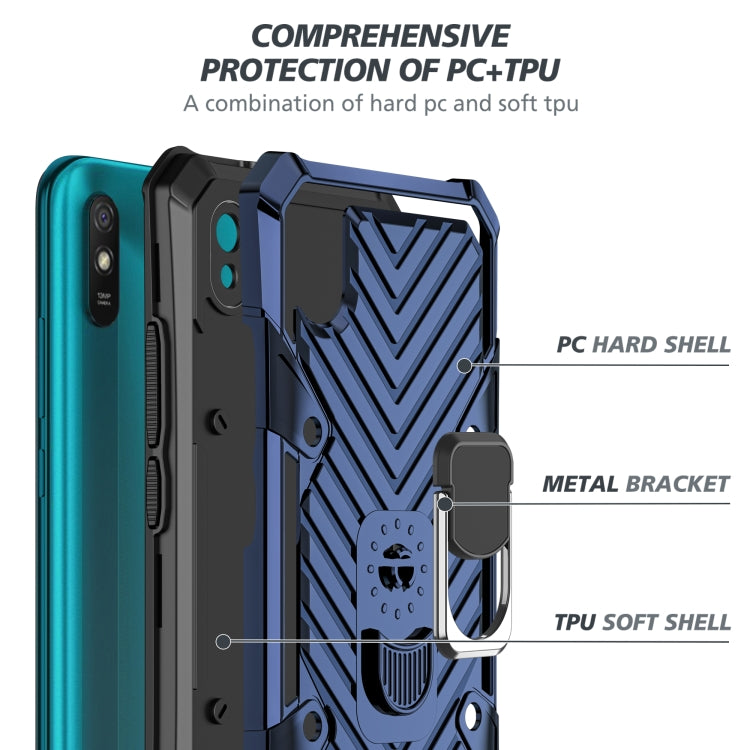 For Xiaomi Redmi 9A Cool Armor PC + TPU Shockproof Case with 360 Degree Rotation Ring Holder