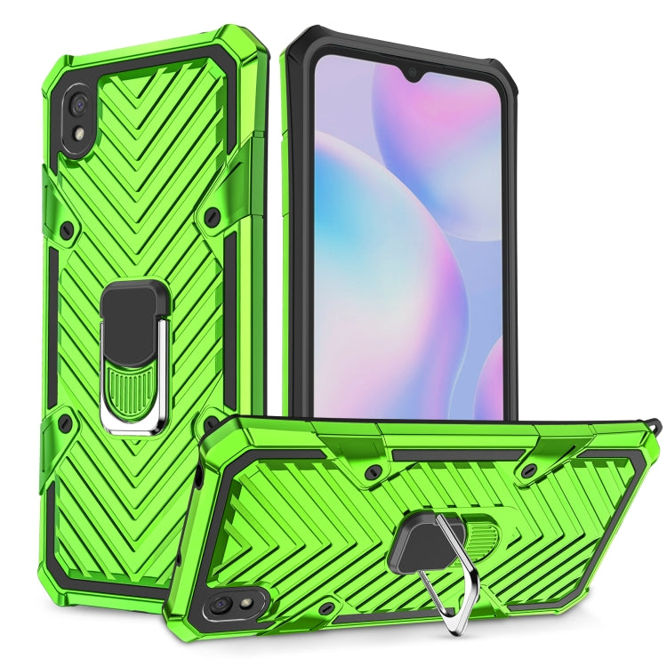 For Xiaomi Redmi 9A Cool Armor PC + TPU Shockproof Case with 360 Degree Rotation Ring Holder