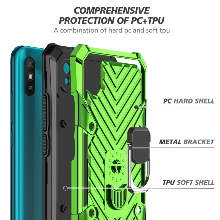 For Xiaomi Redmi 9A Cool Armor PC + TPU Shockproof Case with 360 Degree Rotation Ring Holder