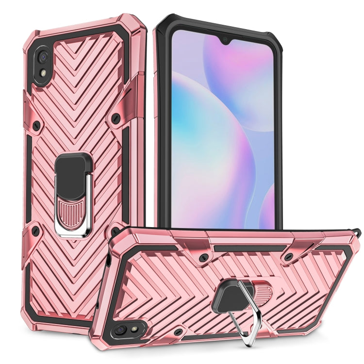 For Xiaomi Redmi 9A Cool Armor PC + TPU Shockproof Case with 360 Degree Rotation Ring Holder