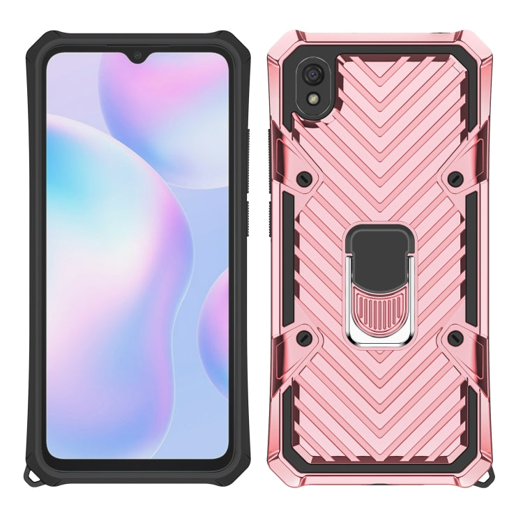 For Xiaomi Redmi 9A Cool Armor PC + TPU Shockproof Case with 360 Degree Rotation Ring Holder