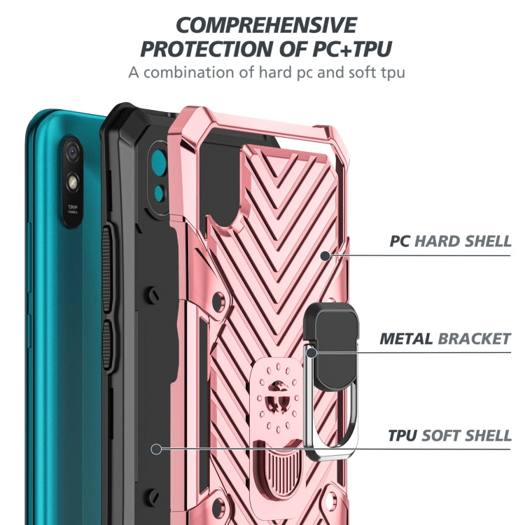 For Xiaomi Redmi 9A Cool Armor PC + TPU Shockproof Case with 360 Degree Rotation Ring Holder