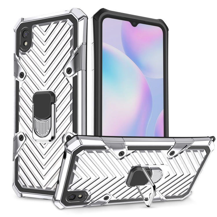 For Xiaomi Redmi 9A Cool Armor PC + TPU Shockproof Case with 360 Degree Rotation Ring Holder