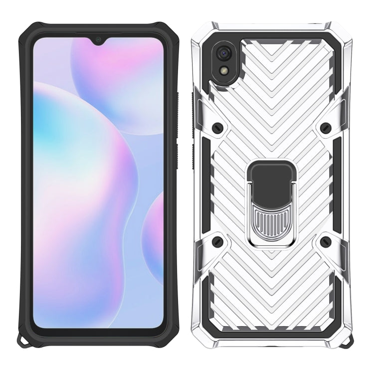 For Xiaomi Redmi 9A Cool Armor PC + TPU Shockproof Case with 360 Degree Rotation Ring Holder