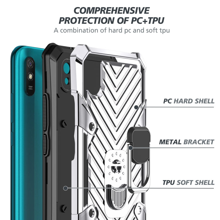For Xiaomi Redmi 9A Cool Armor PC + TPU Shockproof Case with 360 Degree Rotation Ring Holder
