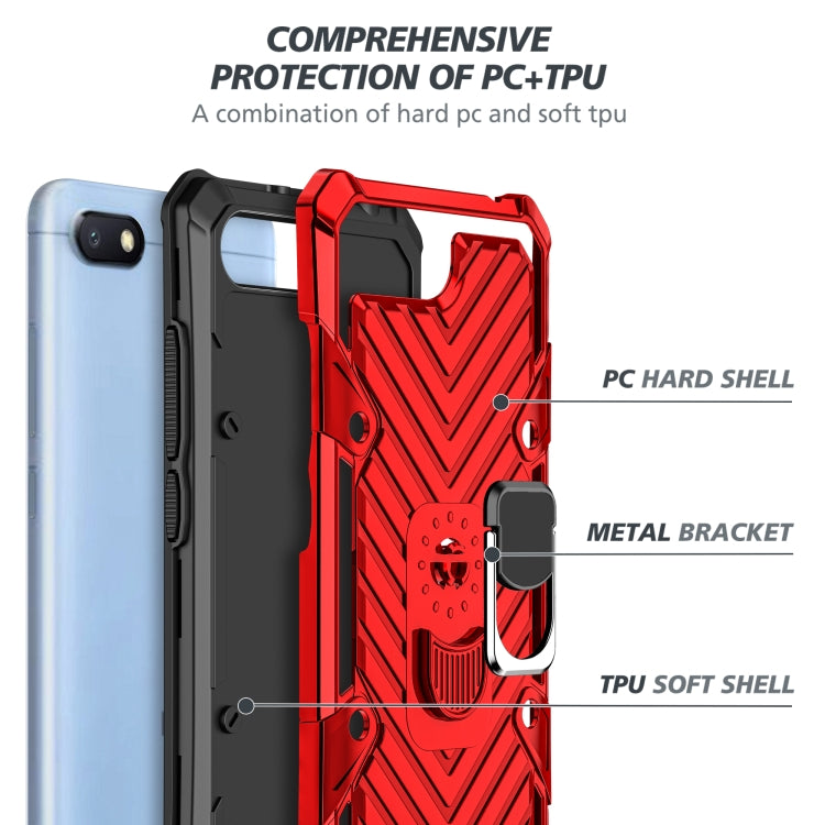 For Xiaomi Redmi 6A Cool Armor PC + TPU Shockproof Case with 360 Degree Rotation Ring Holder