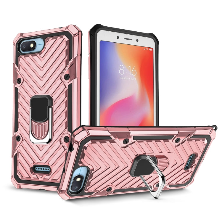 For Xiaomi Redmi 6A Cool Armor PC + TPU Shockproof Case with 360 Degree Rotation Ring Holder