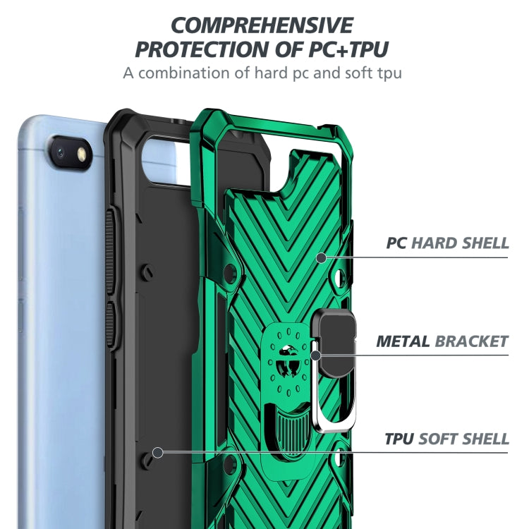 For Xiaomi Redmi 6A Cool Armor PC + TPU Shockproof Case with 360 Degree Rotation Ring Holder