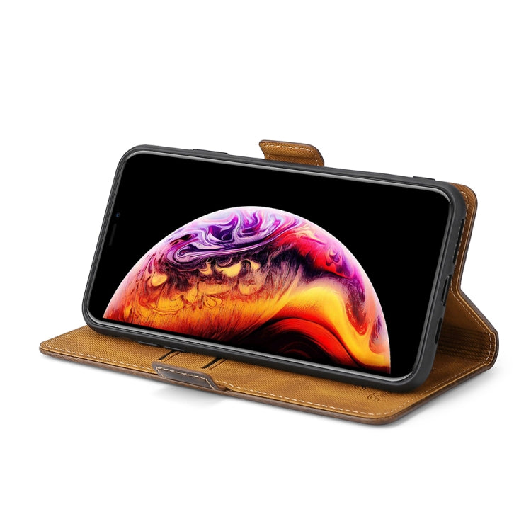 For Xiaomi POCO X3 NFC Knead Pattern Texture Side Buckle Horizontal Flip Leather Case with Holder & Card Slots(Brown)