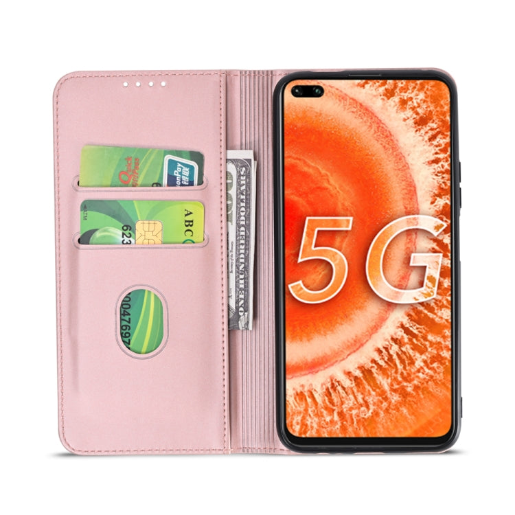 For Huawei Honor V30 Strong Magnetism Liquid Feel Horizontal Flip Leather Case with Holder & Card Slots & Wallet