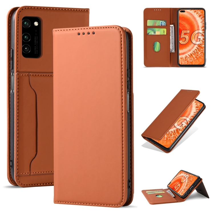 For Huawei Honor V30 Strong Magnetism Liquid Feel Horizontal Flip Leather Case with Holder & Card Slots & Wallet
