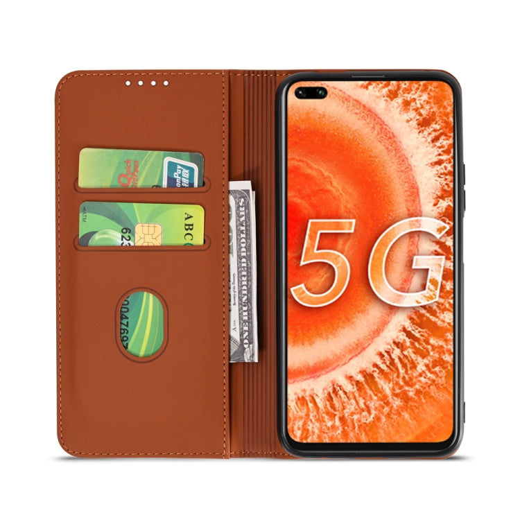 For Huawei Honor V30 Strong Magnetism Liquid Feel Horizontal Flip Leather Case with Holder & Card Slots & Wallet