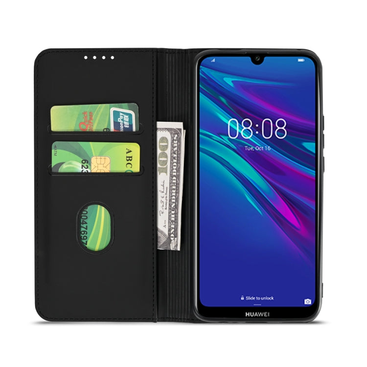 For Huawei Y6(2019) / Honor 8A Strong Magnetism Liquid Feel Horizontal Flip Leather Case with Holder & Card Slots & Wallet