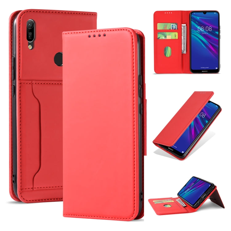 For Huawei Y6(2019) / Honor 8A Strong Magnetism Liquid Feel Horizontal Flip Leather Case with Holder & Card Slots & Wallet