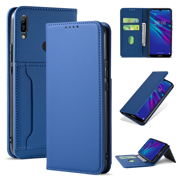 For Huawei Y6(2019) / Honor 8A Strong Magnetism Liquid Feel Horizontal Flip Leather Case with Holder & Card Slots & Wallet