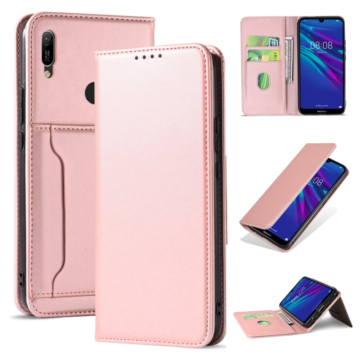 For Huawei Y6(2019) / Honor 8A Strong Magnetism Liquid Feel Horizontal Flip Leather Case with Holder & Card Slots & Wallet