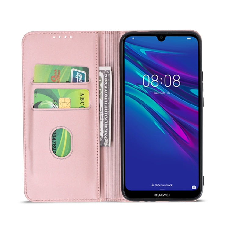 For Huawei Y6(2019) / Honor 8A Strong Magnetism Liquid Feel Horizontal Flip Leather Case with Holder & Card Slots & Wallet