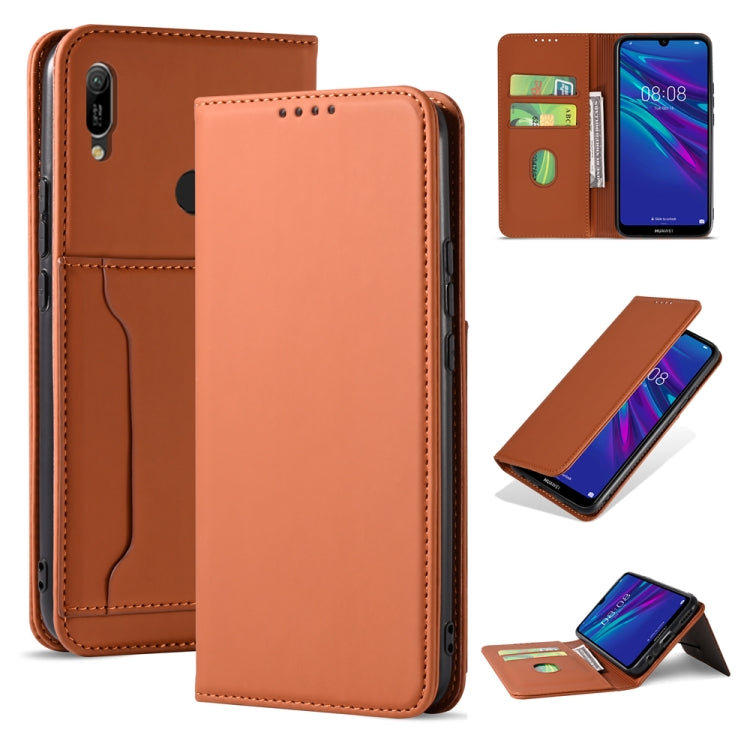 For Huawei Y6(2019) / Honor 8A Strong Magnetism Liquid Feel Horizontal Flip Leather Case with Holder & Card Slots & Wallet