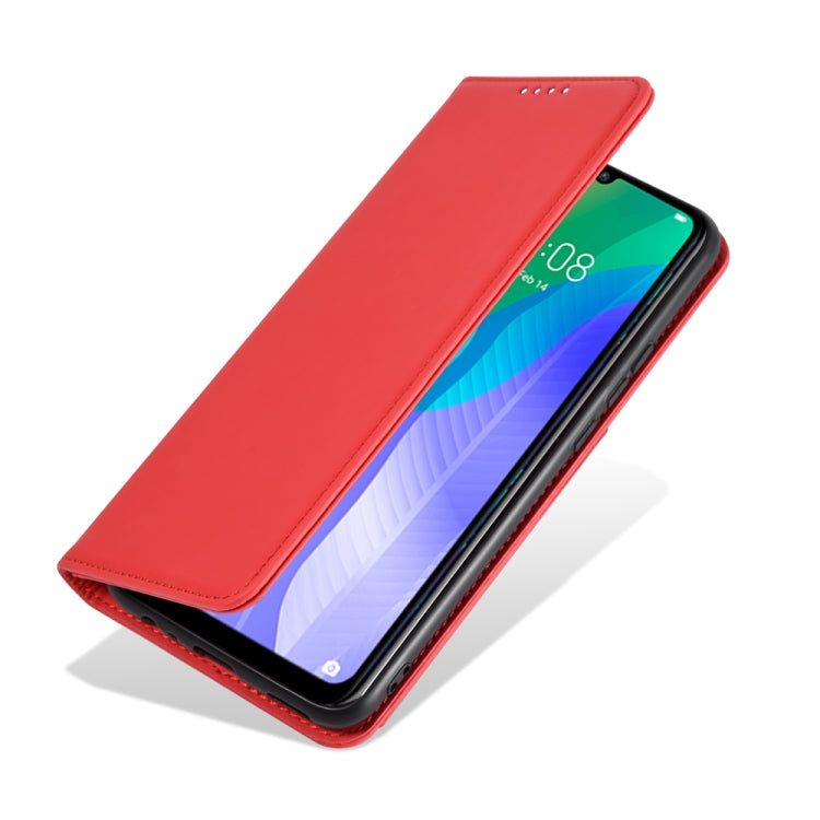 For Huawei Y6P Strong Magnetism Liquid Feel Horizontal Flip Leather Case with Holder & Card Slots & Wallet